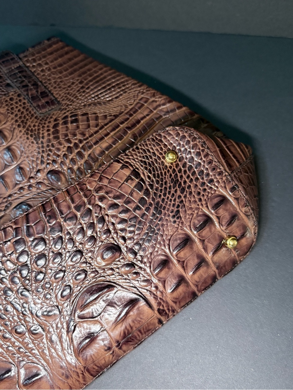 Brahmin Brown Croc-Embossed Leather Tote with Gold Hardware - Picture 4 of 4